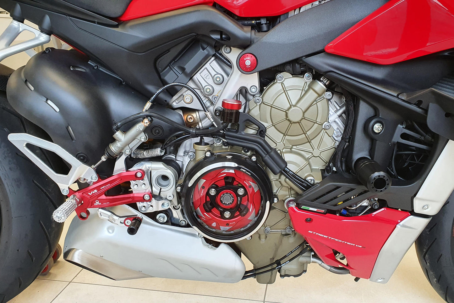 CNC Racing PRAMAC RACING LIMITED EDITION RPS Adjustable Rearset for the Ducati Streetfighter V4 (20-24)