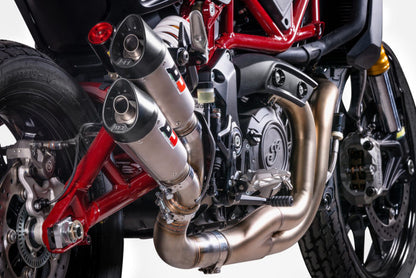 QD Exhaust Twin GUNSHOT Exhaust for the Indian FTR 1200 (Flat Track Racer) (2021+ Euro5)