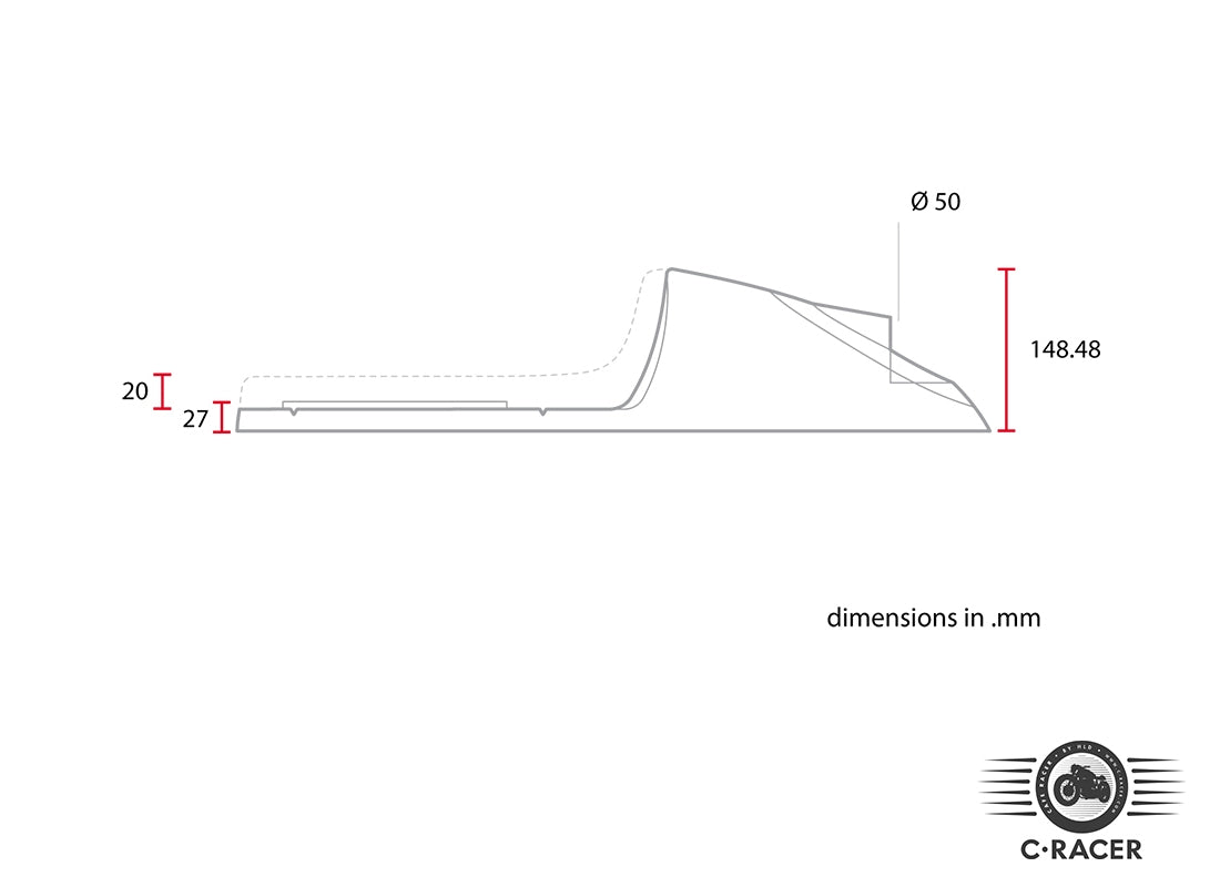 C-Racer "Long Classic A" edition Universal Cafe Racer Seat and Tail Fairing - SCR2.1