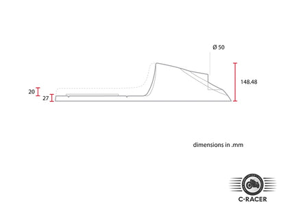 C-Racer "Long Classic A" edition Universal Cafe Racer Seat and Tail Fairing - SCR2.1