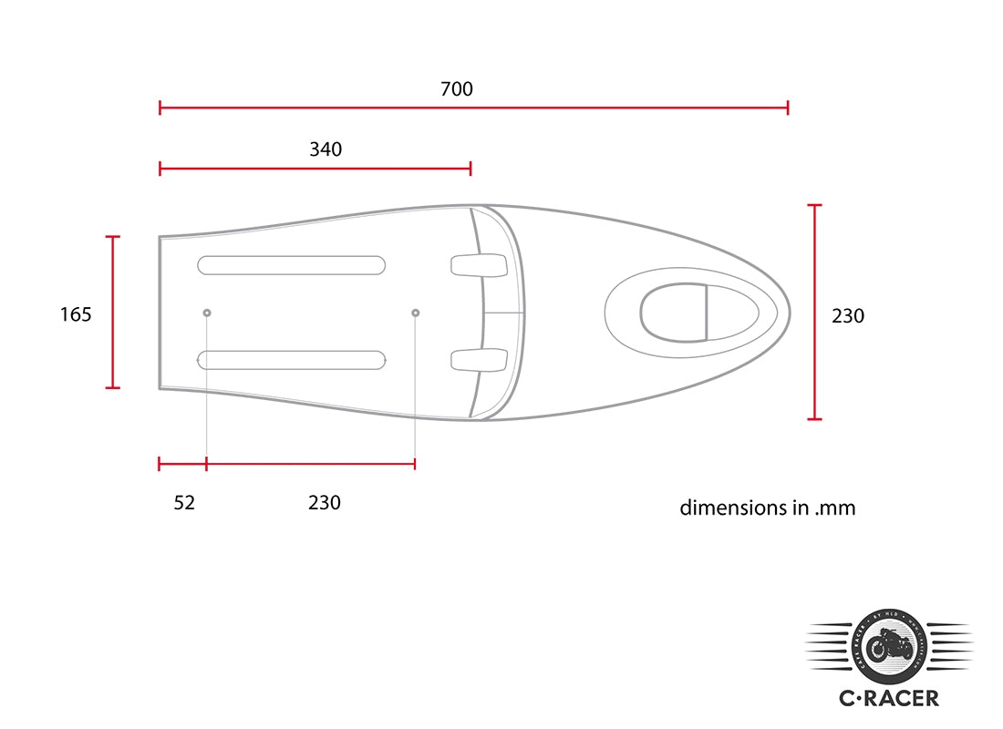C-Racer "Long Classic A" edition Universal Cafe Racer Seat and Tail Fairing - SCR2.1