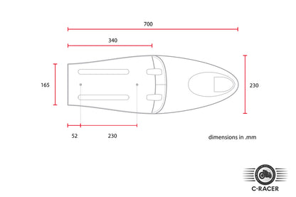 C-Racer "Long Classic B" edition Universal Cafe Racer Seat and Tail Fairing - SCR2.2