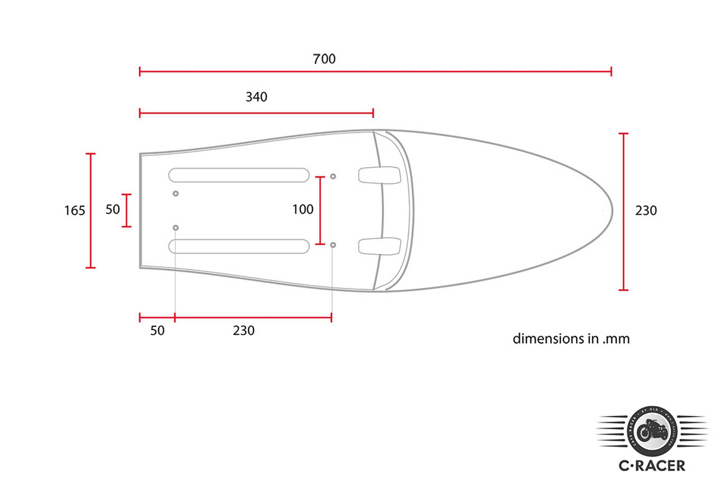 C-Racer FL Classic edition Universal Fully Covered Long Cafe Racer Seat - SCR2FC