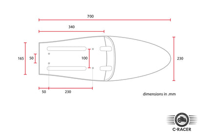 C-Racer FL Classic edition Universal Fully Covered Long Cafe Racer Seat - SCR2FC