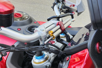 CNC Racing Steering Damper Mount kit for Ducati Multistrada V4 / S with OE Handlebar Clamp / Riser