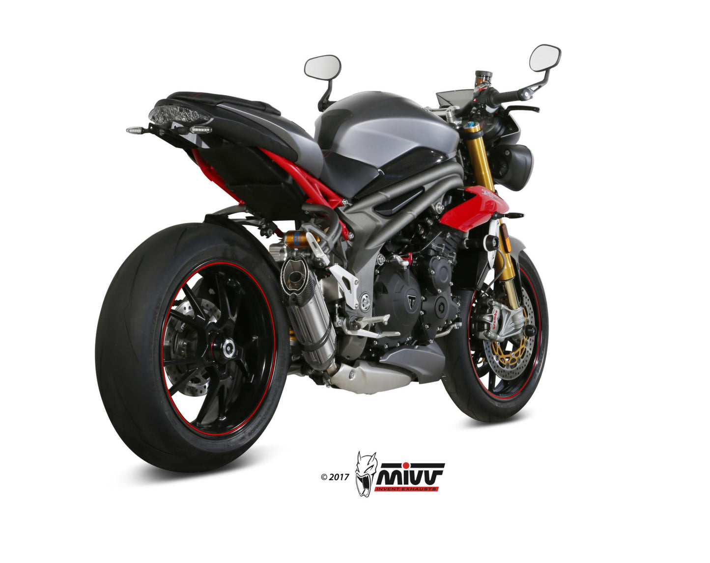 MIVV Slip-on, Suono Stainless Steel, Low down Exhaust For Triumph Speed Triple 1050 2016-2017