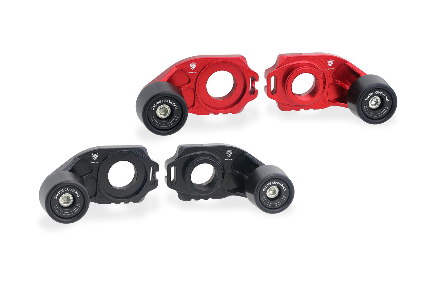 CNC Racing Billet Chain Adjuster Blocks With Sliders for the Ducati Monster 937, Hypermotard 698 Mono, and Multistrada V2 (2025+)