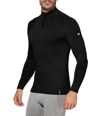 SIX2 Merino Wool Long-sleeve Mock Neck with Zip