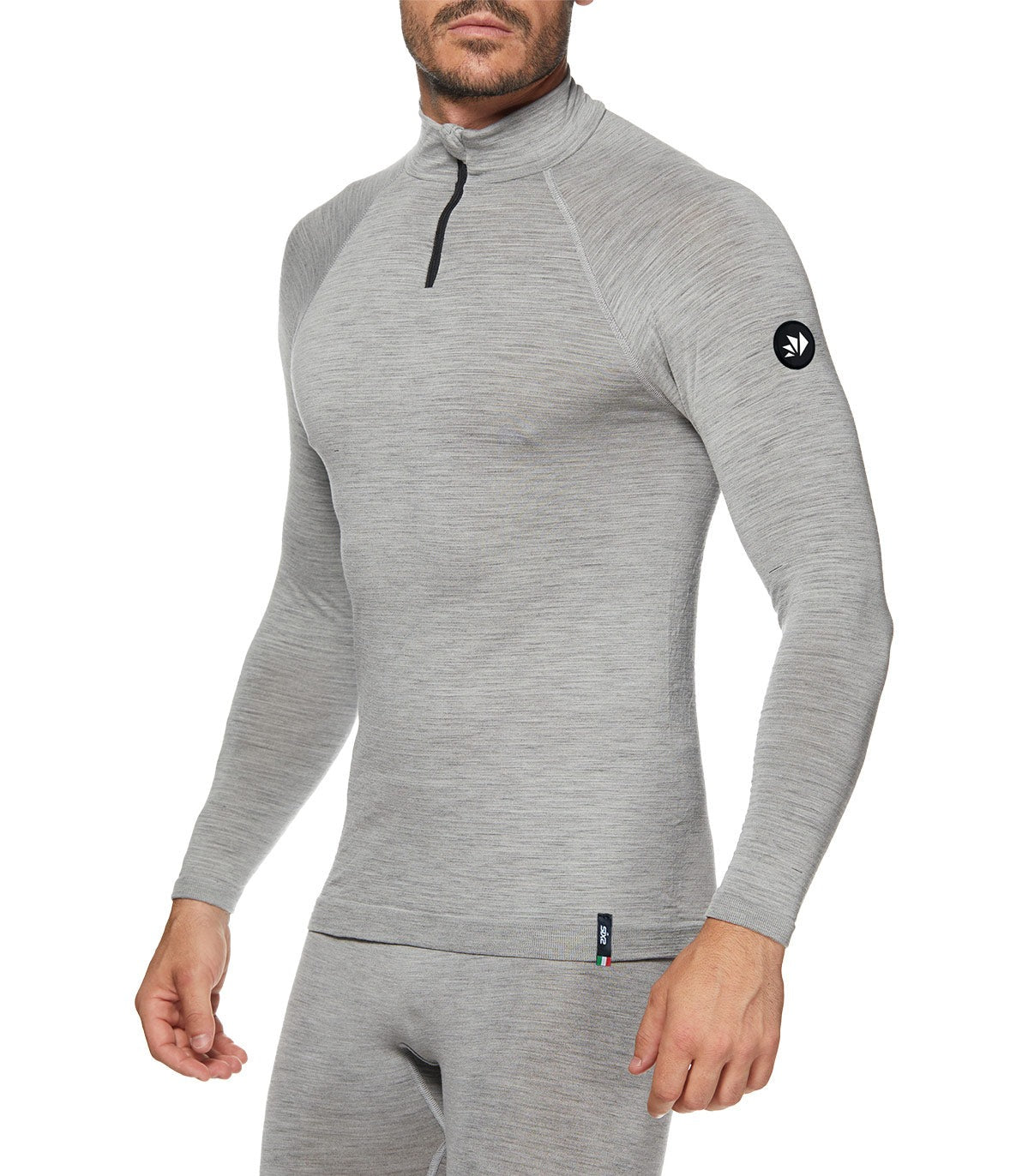 SIX2 Merino Wool Long-sleeve Mock Neck with Zip