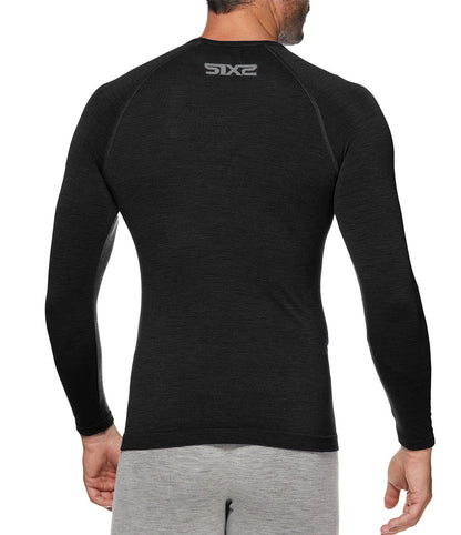 SIX2 Lightweight Merino Wool Long-sleeve Mock Neck Shirt