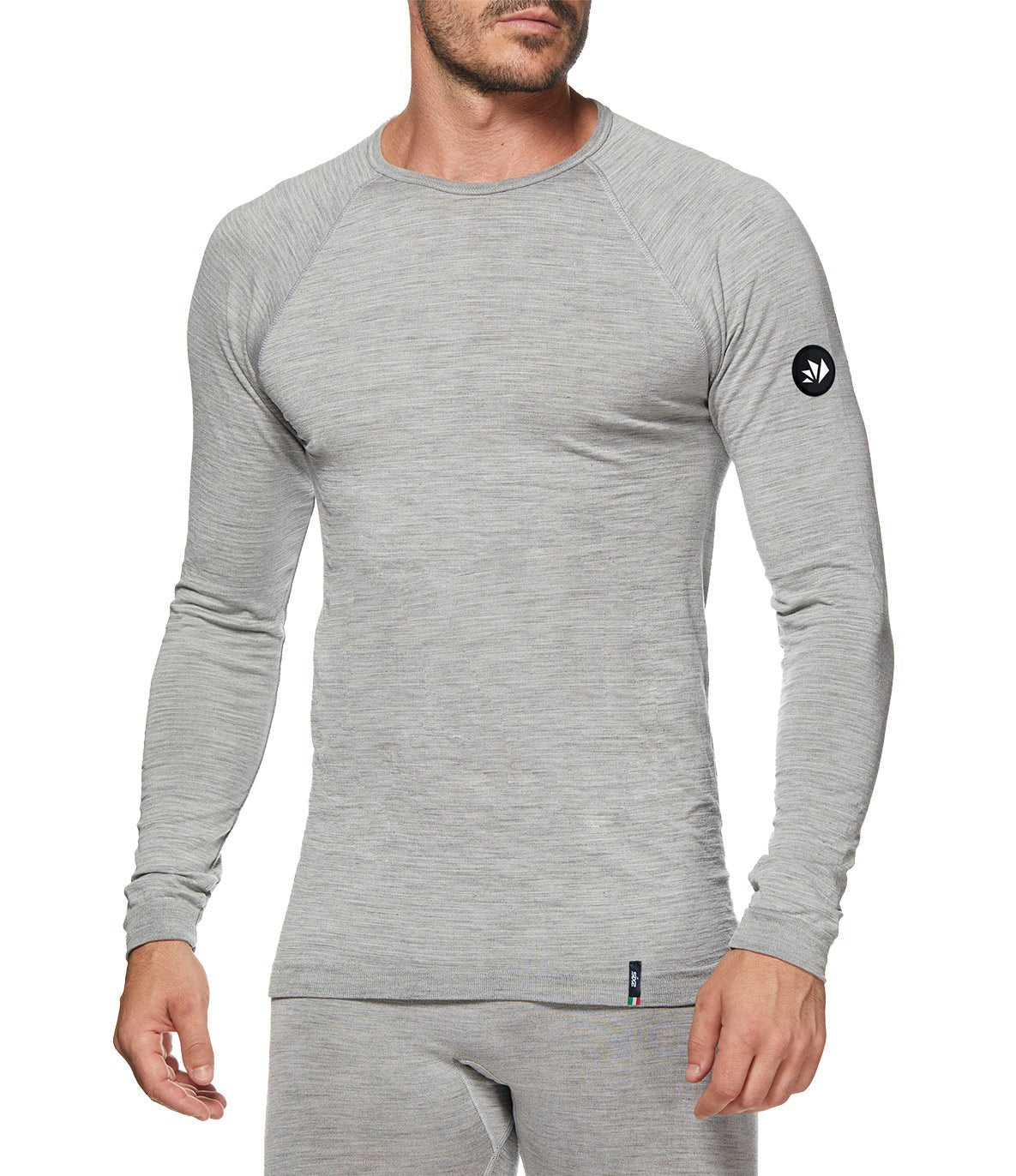 SIX2 Lightweight Merino Wool Long-sleeve Mock Neck Shirt
