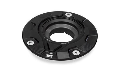 CNC Racing 'GEAR' Aluminum Gas Cap Flange for MV 3 cylinder Models, Aprilia, Moto Guzzi, and Triumph