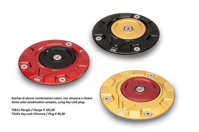 CNC Racing 'GEAR' Aluminum Gas Cap Flange for MV 3 cylinder Models, Aprilia, Moto Guzzi, and Triumph