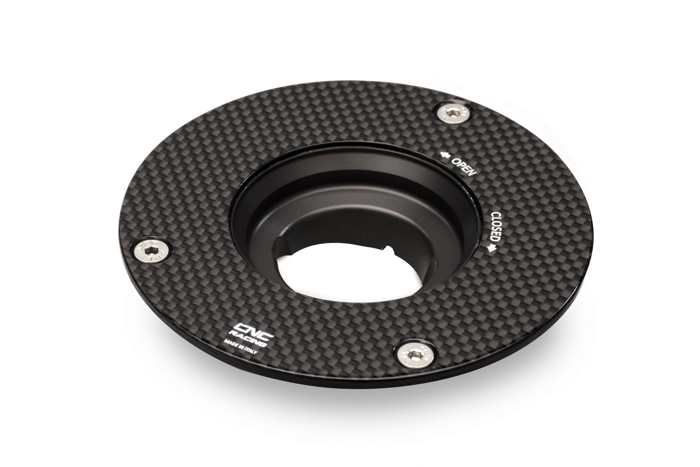 CNC Racing Carbon Fiber Gas Cap Flange for MV 3 cylinder Models, Aprilia, Moto Guzzi, and Triumph