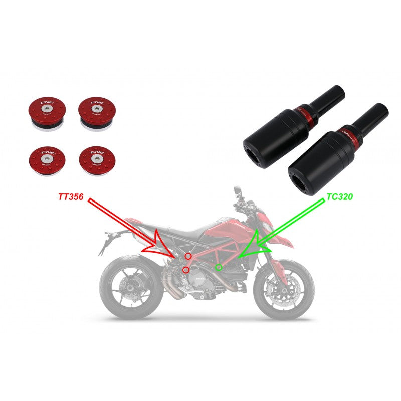 CNC Racing Frame Plug Kit for Ducati Hypermotard 950 - Use with Frame Slider