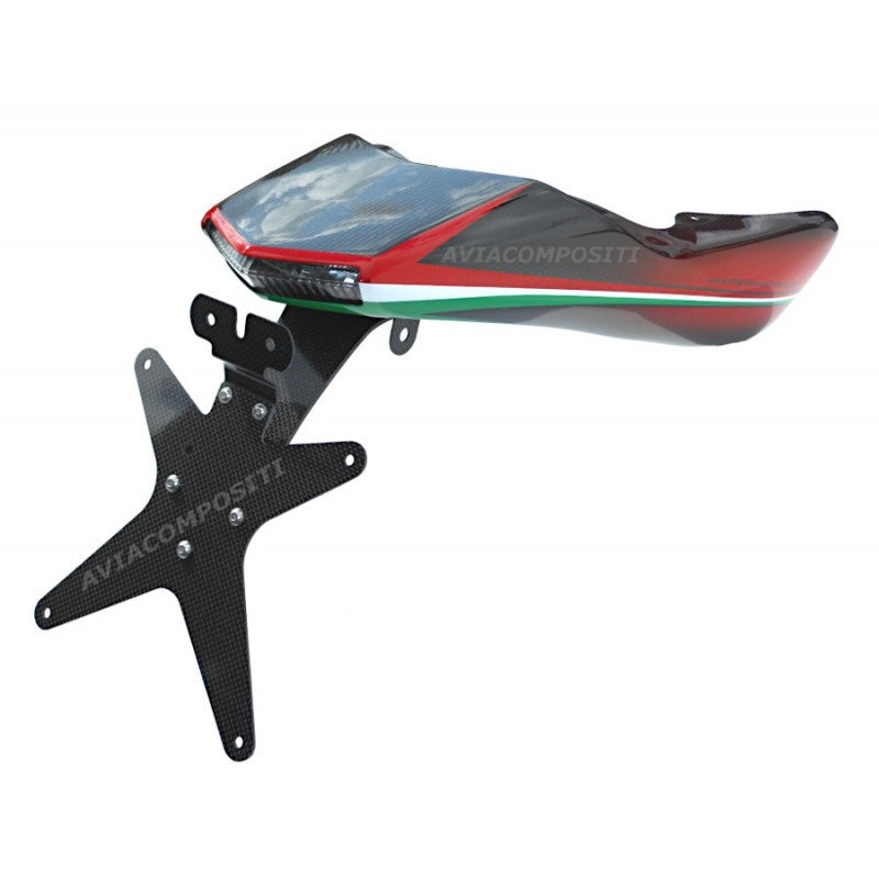AviaCompositi TRICOLORE LIMITED EDITION Carbon Fiber Tail For Single Muffler Exhaust for Ducati Hypermotard 1100 / Evo / 796