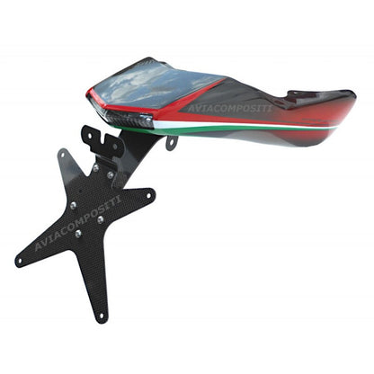 AviaCompositi TRICOLORE LIMITED EDITION Carbon Fiber Tail For Single Muffler Exhaust for Ducati Hypermotard 1100 / Evo / 796