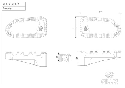 Gilles RGK2 Foldable Passenger Footpegs for Yamaha (except 2003+ YZF-R6, YZF-R7, and 2002+ YZF-R1)