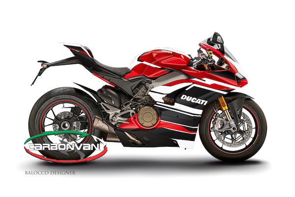 Carbonvani - Ducati Panigale V4 / S / Speciale "AGGRESSIVA Ver 2" Design Carbon Fiber Full Fairing Kit - ROAD VERSION (8 pieces)