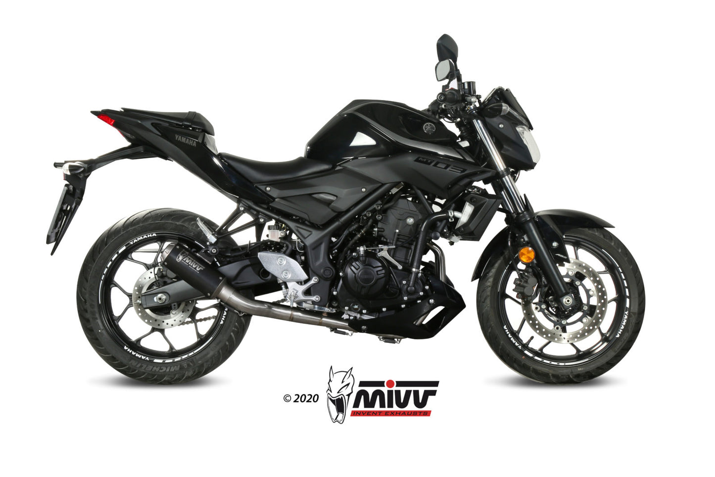 MIVV Full System 2x1, MK3 Black, Standard Exhaust For Yamaha YZF R25/YZF R3 15-20, MT-03 16-22