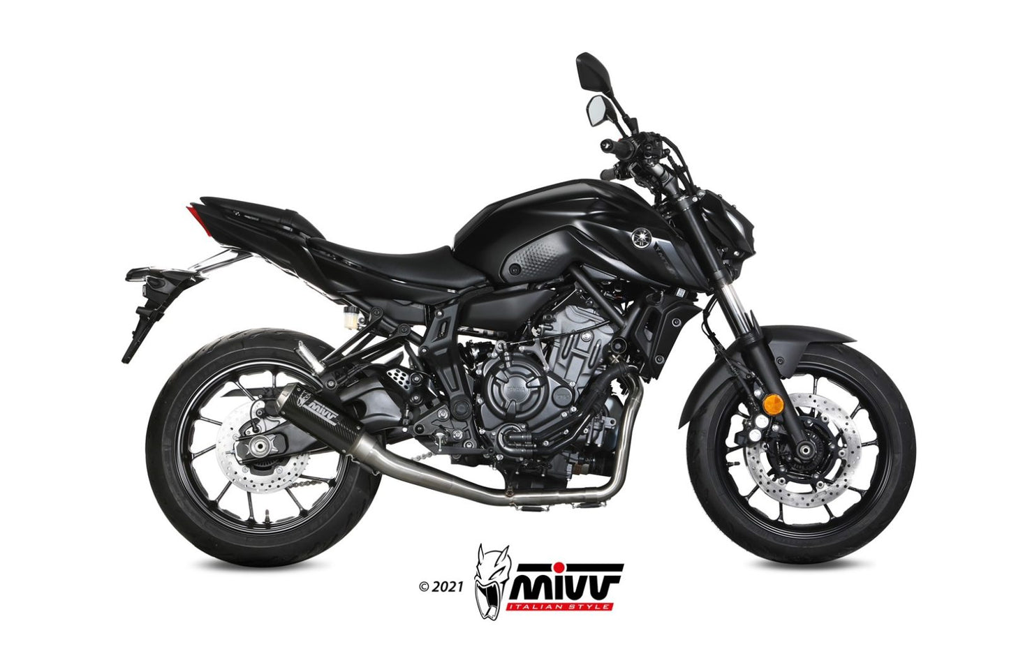 MIVV Full System 2x1, MK3 Carbon, Alto/High up Exhaust For Yamaha MT-07 / FZ-07 2014-2022