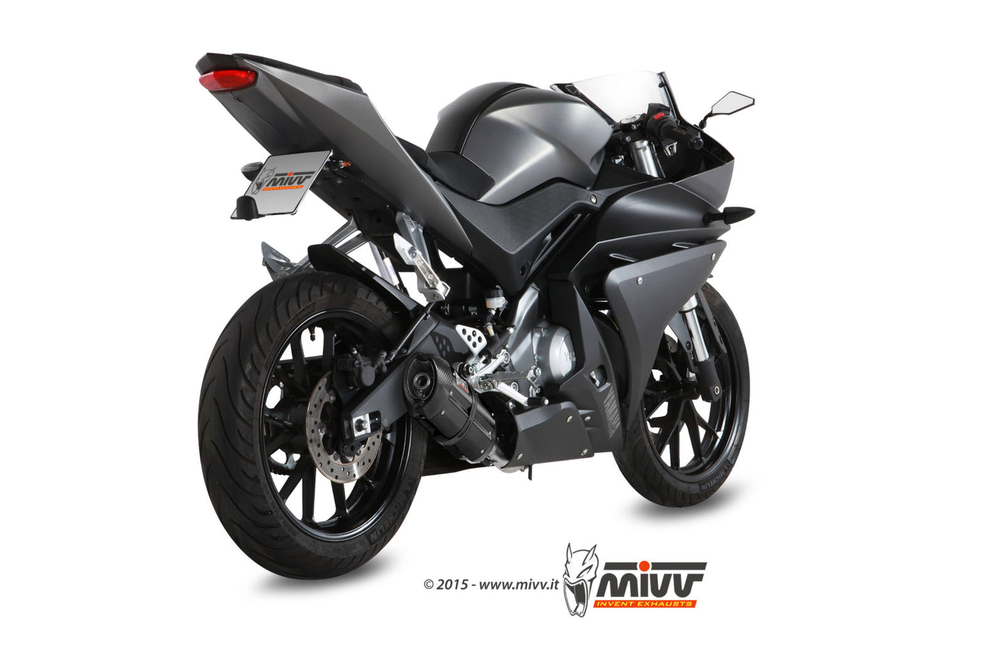 MIVV Full System 1x1, Suono Black, Standard Exhaust For Yamaha YZF R125 14-18, MT-125 15-19