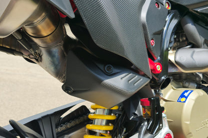 CNC Racing Carbon Fiber Rear Exhaust Guard for the Ducati Hypermotard 698 Mono