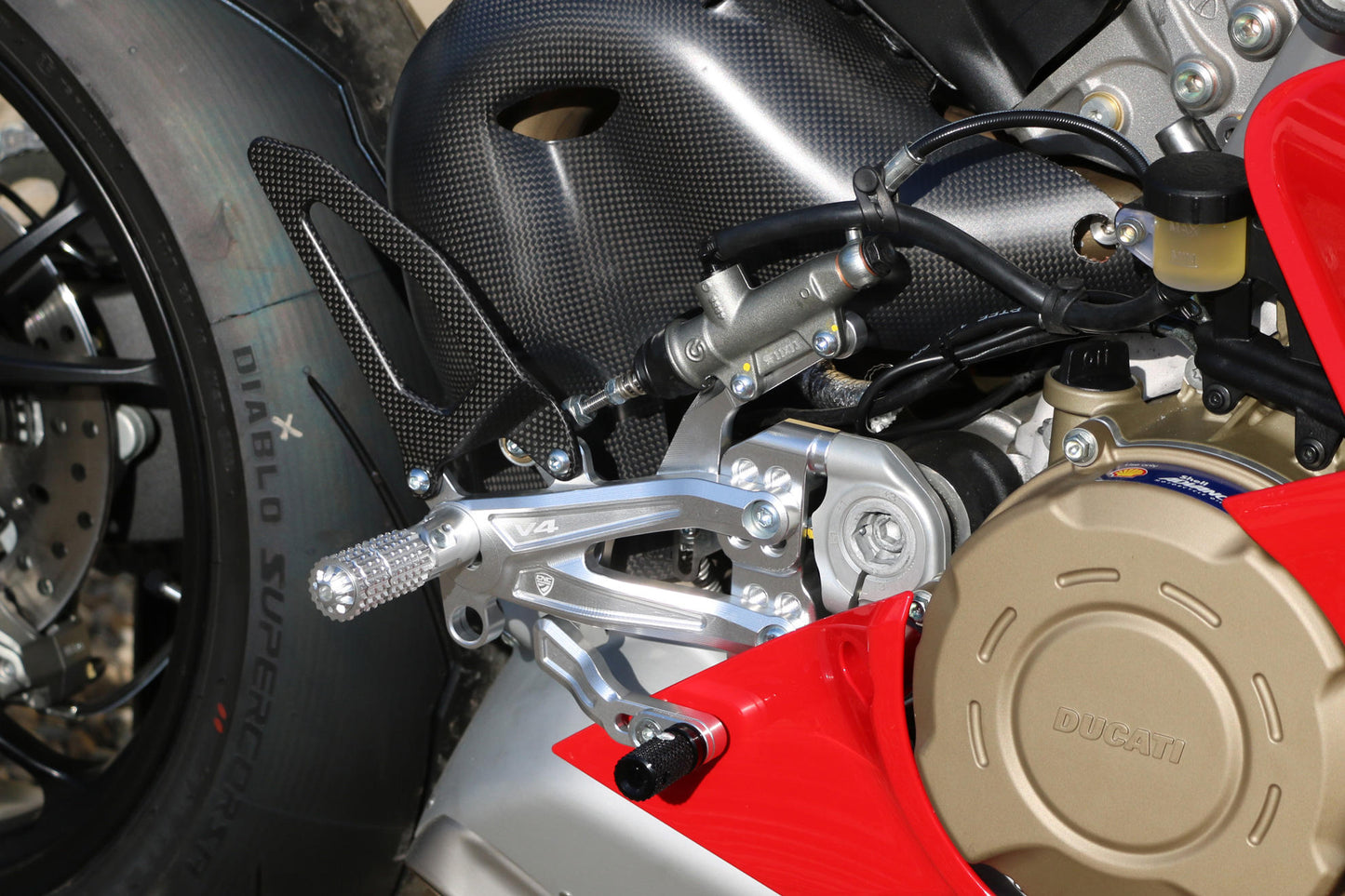 CNC Racing Carbon Fiber Heel Guards for the RPS Adjustable Rearset for the Ducati Panigale / Streetfighter V4 / S / Speciale / R