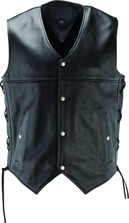 Kuryakyn Leather By River Road Old Skool Leather Vest Black - 2XL