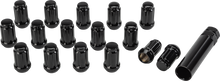 16/Pk 12mmx1.25 Tapered Lug Nuts 60' Splined Black