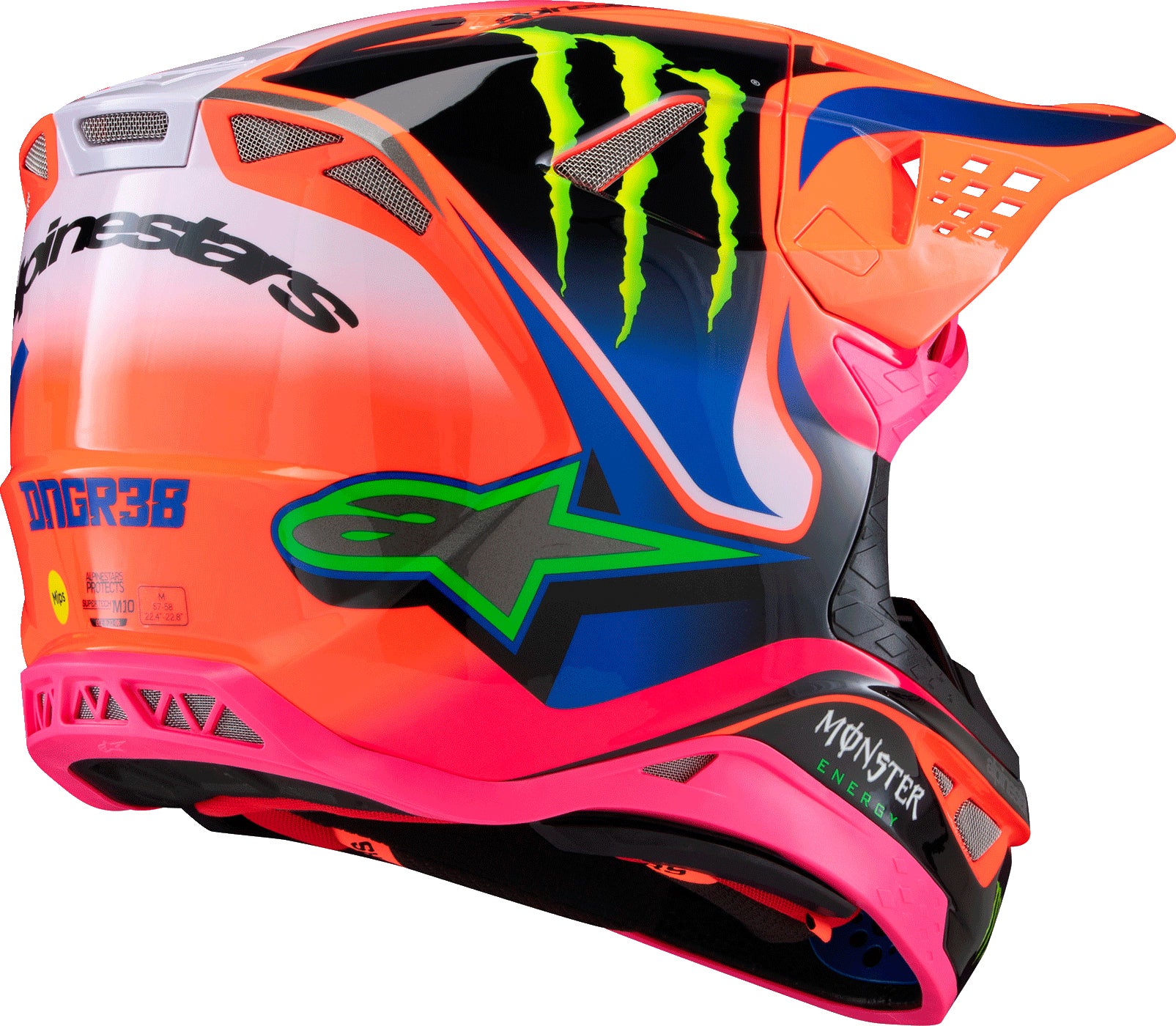 S M10 Deegan Helmet Orng Flo/Prpl/Pnk Fluo Xs