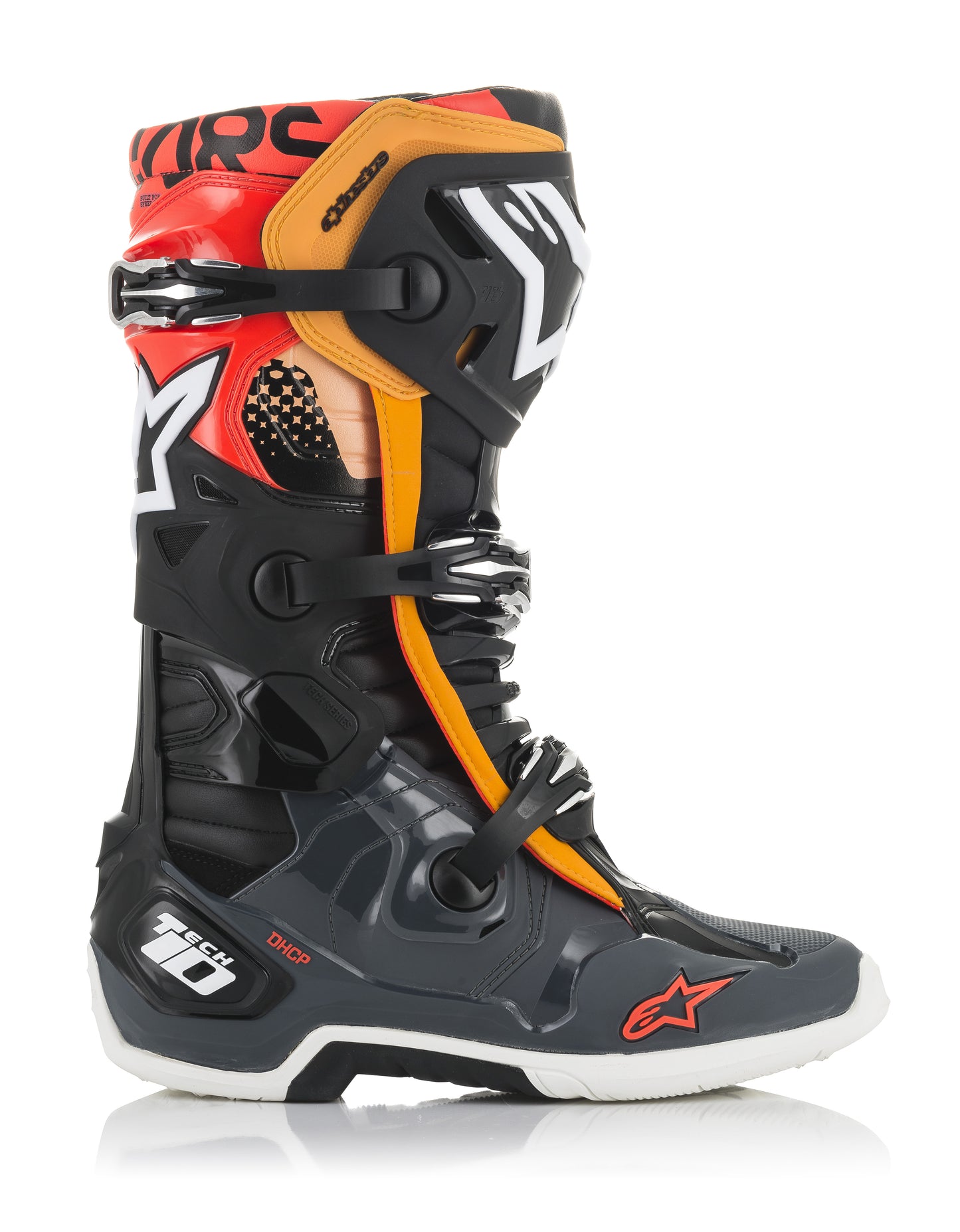 Tech 10 Boots Blk/Gry/Org/Fluo Red Sz 14