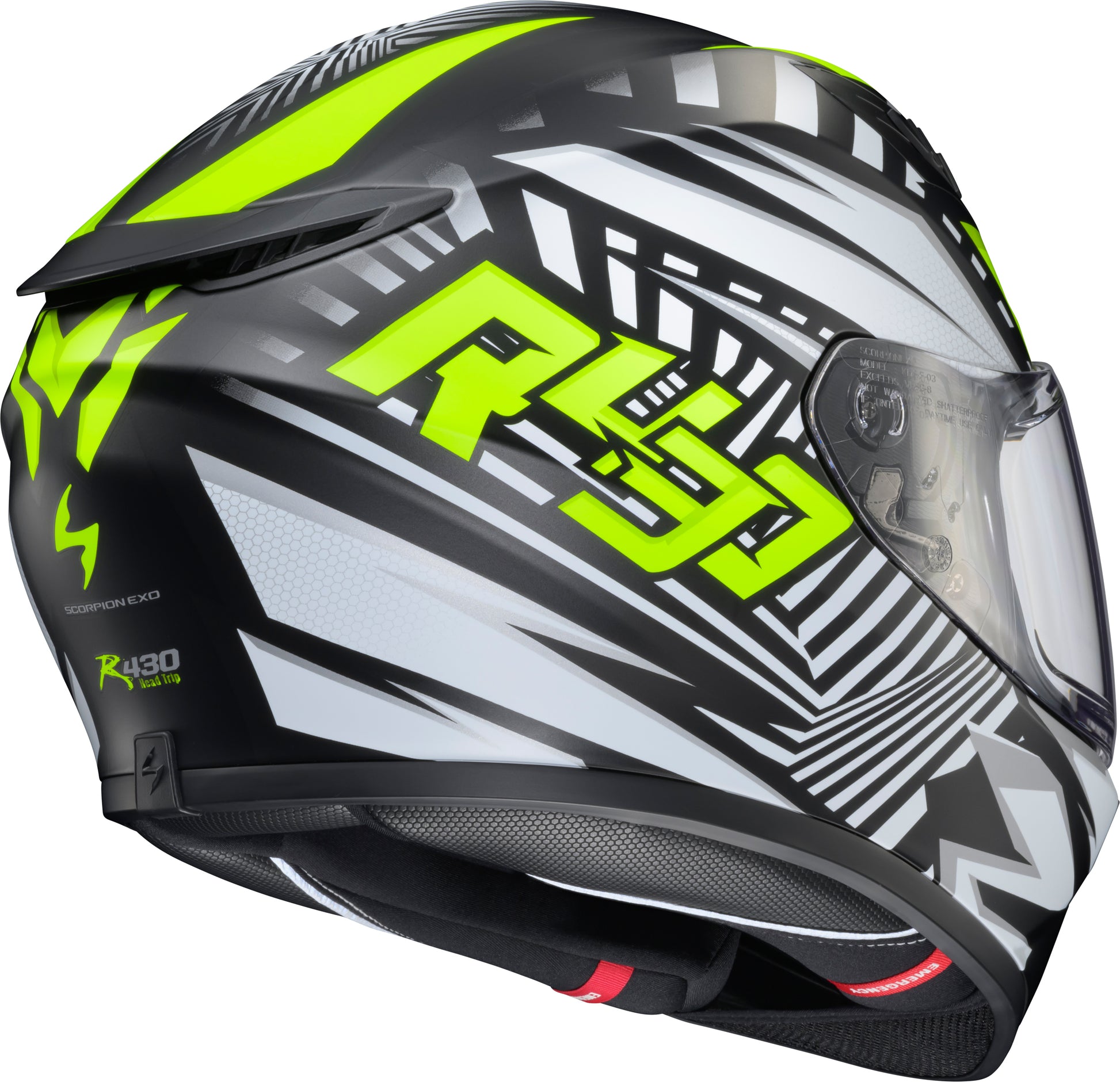 Exo R430 Full Face Helmet Head Trip Hi Viz Xl