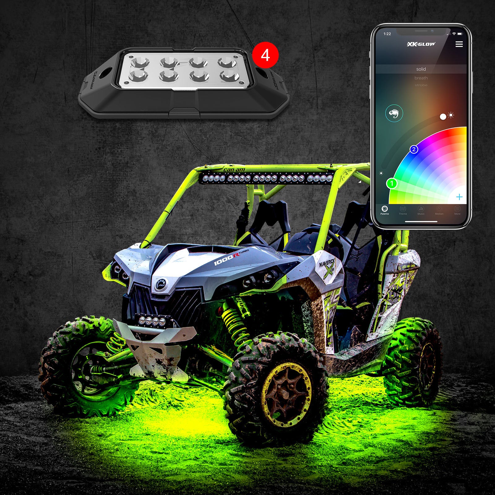 4pc Rgb Rock Light