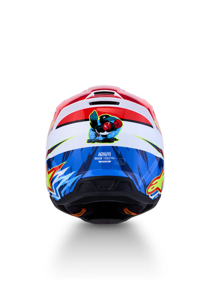 S M3 Falcon Yth Hlmt Ece06/Dot Red Fl/Wht/Blue/Yl Fl Gl Ys