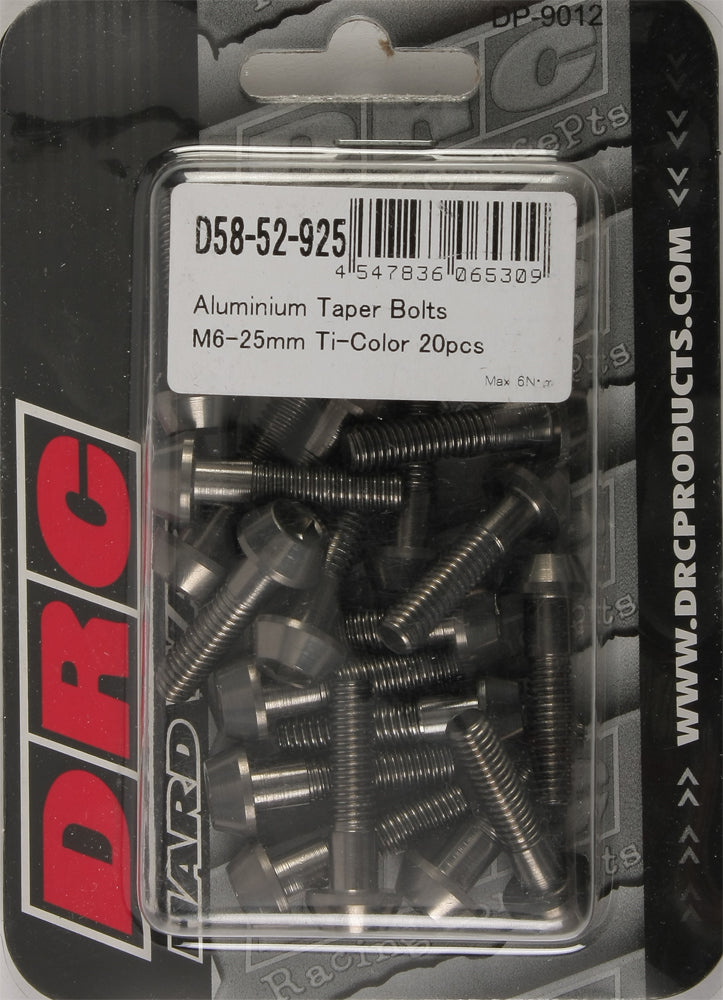 Aluminum Taper Bolts Titanium M6x25mm 20/Pk