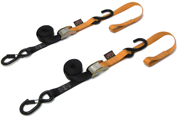 Tie Down Cam Sec Hook Soft Tye 1"X6' Black/Orange Pair