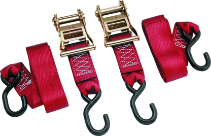 BikeMaster 2x84in Ratchet Tiedown Pair - Red
