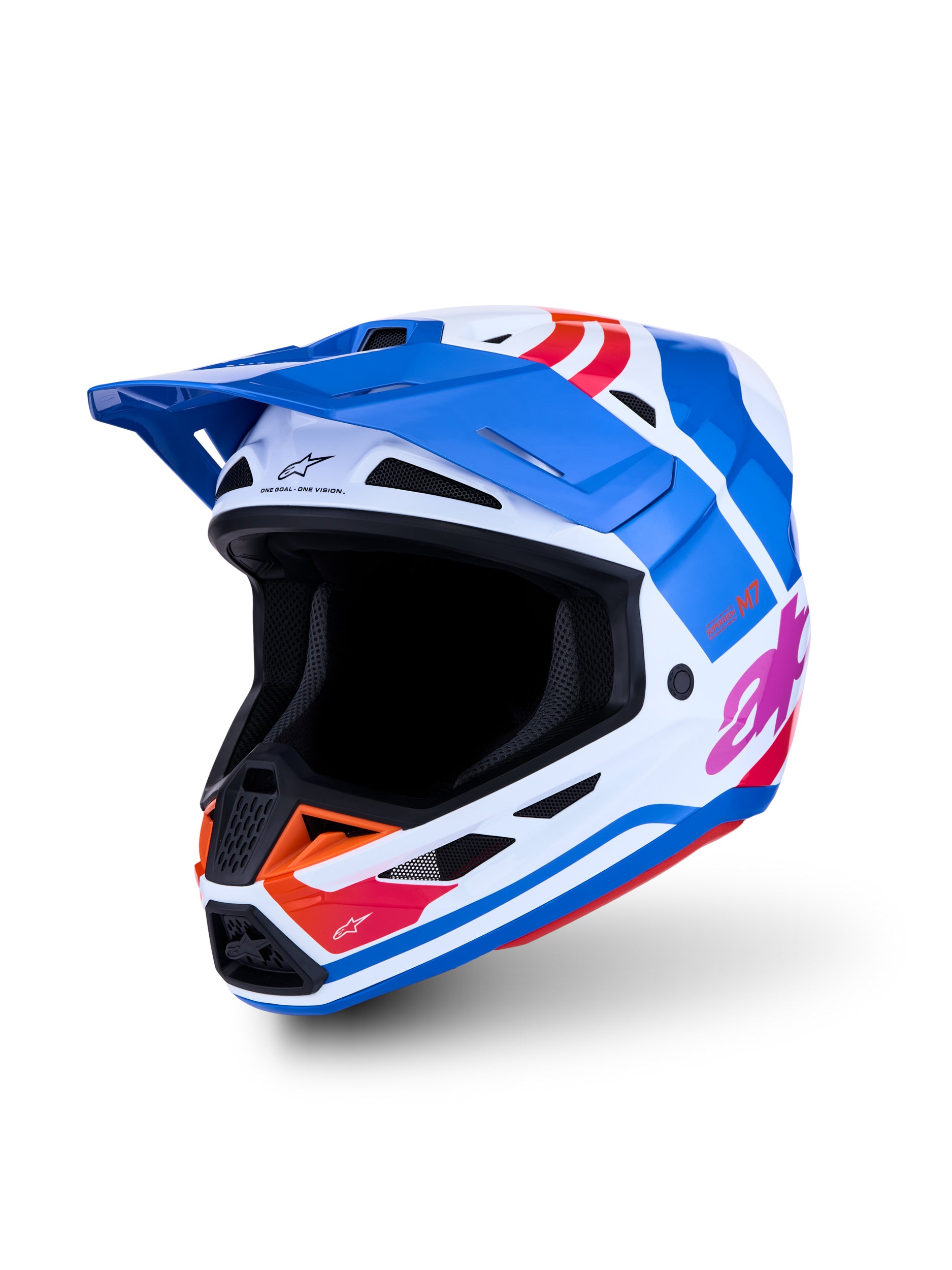S M7 Core Helmet Ece06/Dot Wht/Blue/Org/Pink Glossy 2x