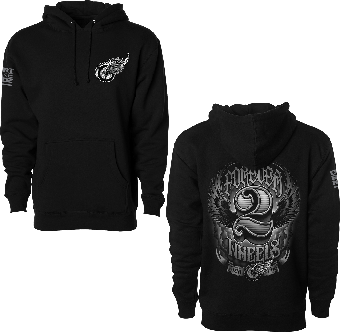 Two Wheels Hoodie Black Md
