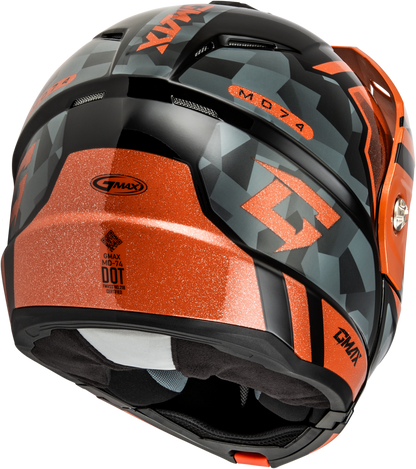 Md 74 Striker Modular Helmet W Smk Shield Blk/Gry/Or Mtlc Md