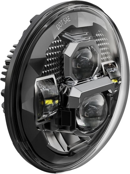 7" Led Headlight Rugged Ultra View Black