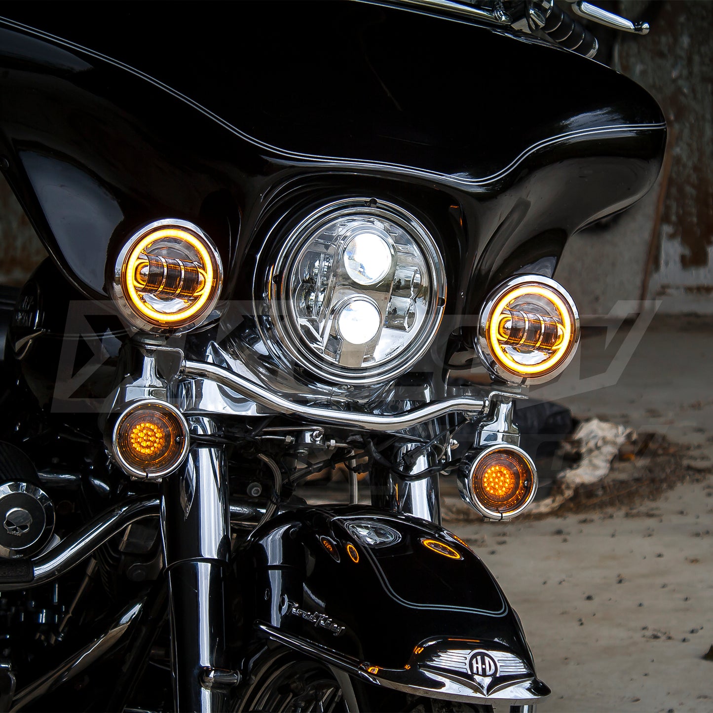 4.5" Lights Amber Halo Black