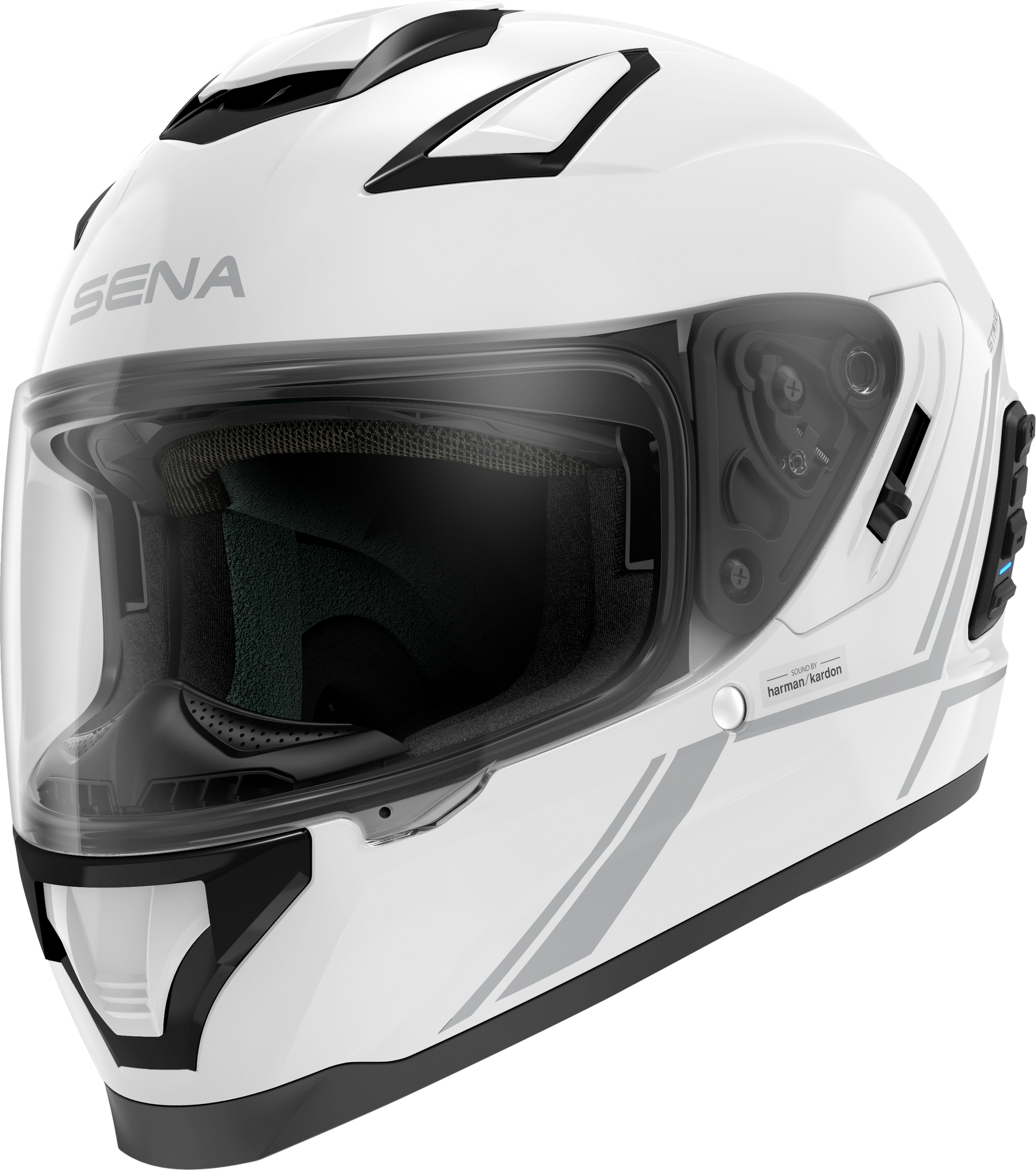 Stryker Full Face Helmet With Mesh Intercom Gloss White Lg