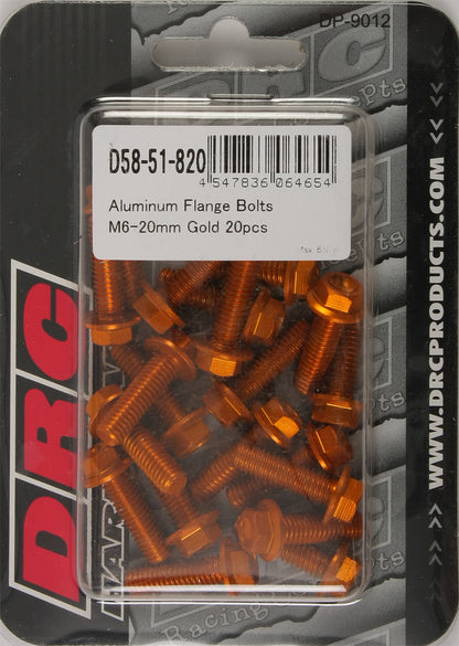 Aluminum Flange Bolts Gold M6x20mm 20/Pk