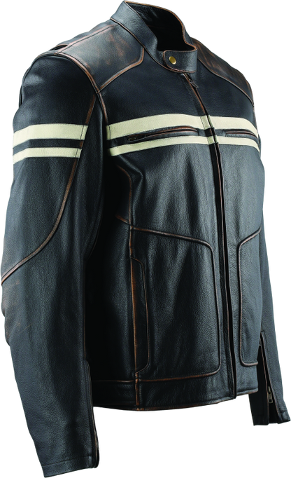 Kuryakyn Leather By River Road Hoodlum Vintage Leather Jacket Black - Small