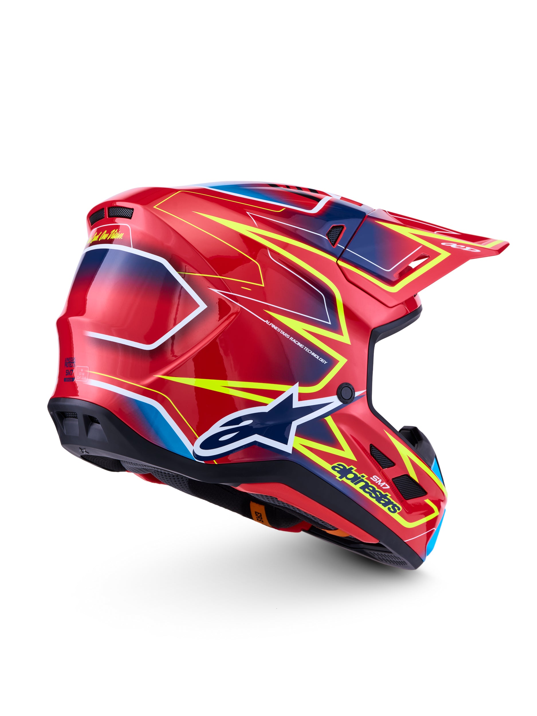 S M7 Cast Helmet Ece06/Dot Red/Yllw Fluo/Blue Glossy Md