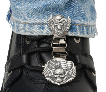 Clips For Laced Boots Skull /Wings