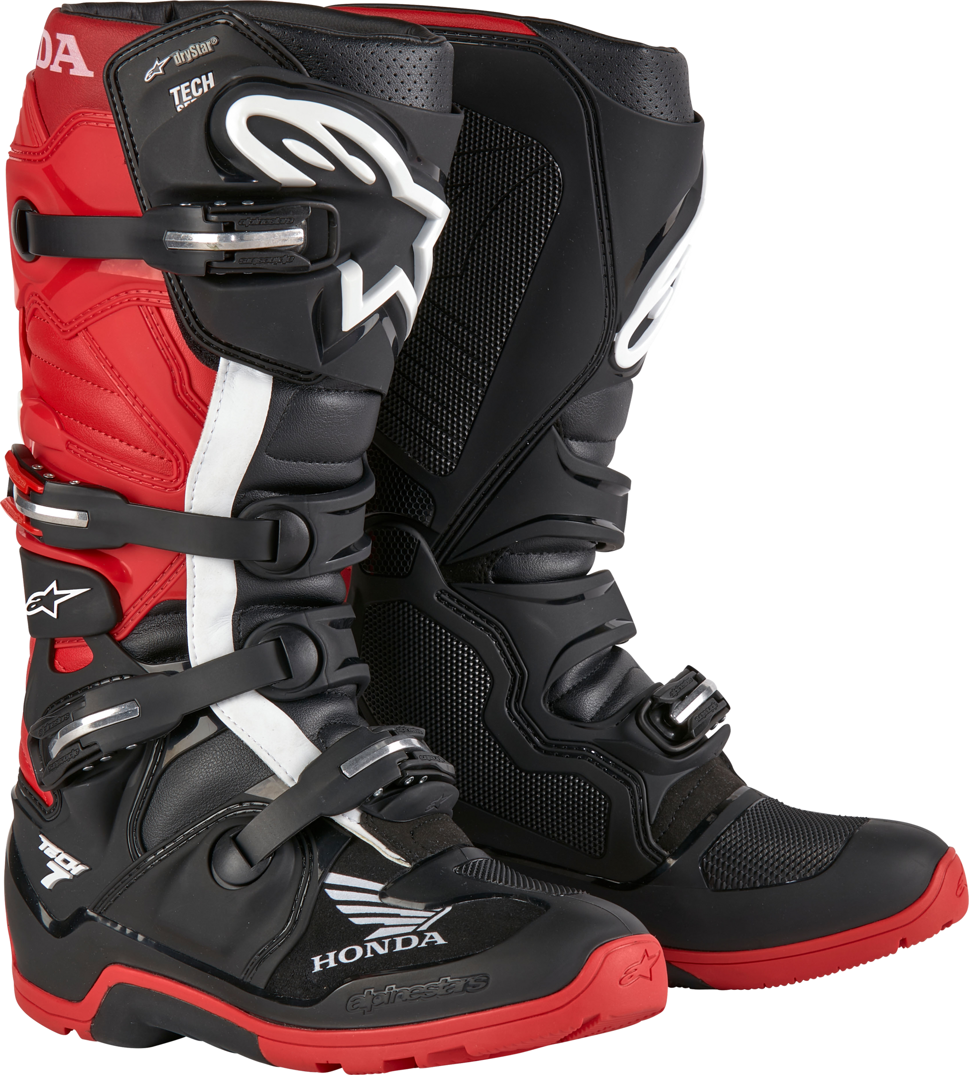 Honda Tech 7 Enduro Drystar Black/Bright Red Sz 14