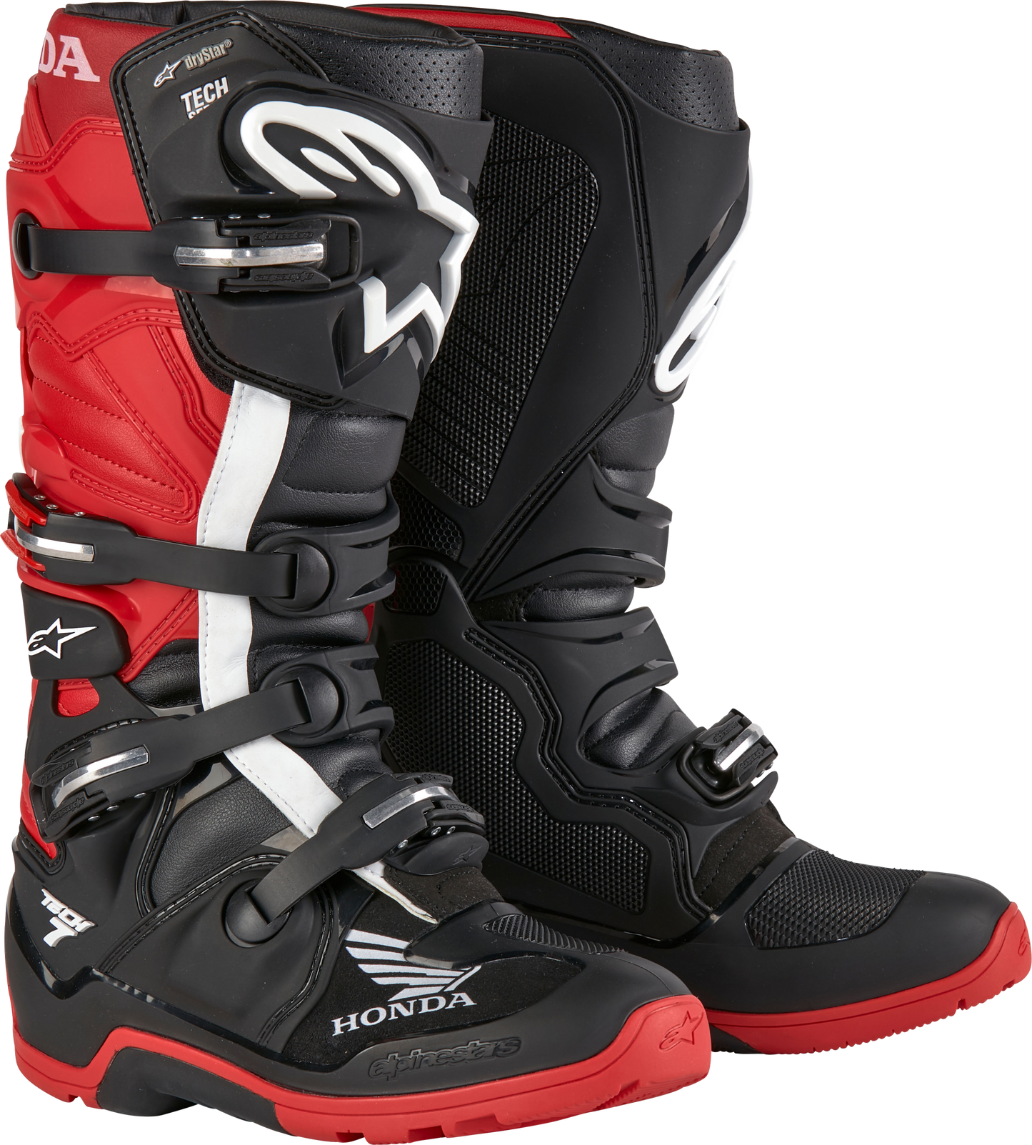 Honda Tech 7 Enduro Drystar Black/Bright Red Sz 7